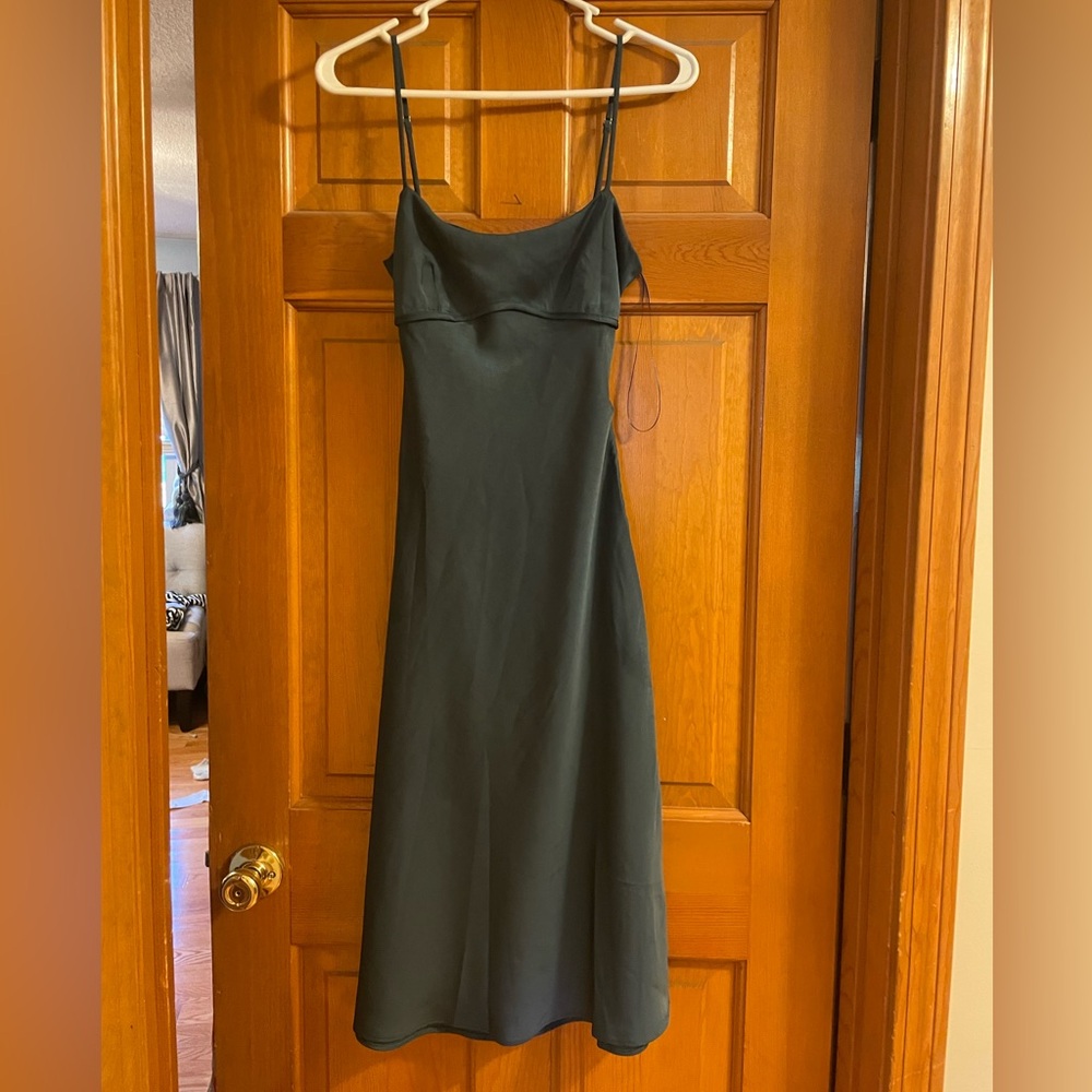 LIT Satin muted blue cocktail dress